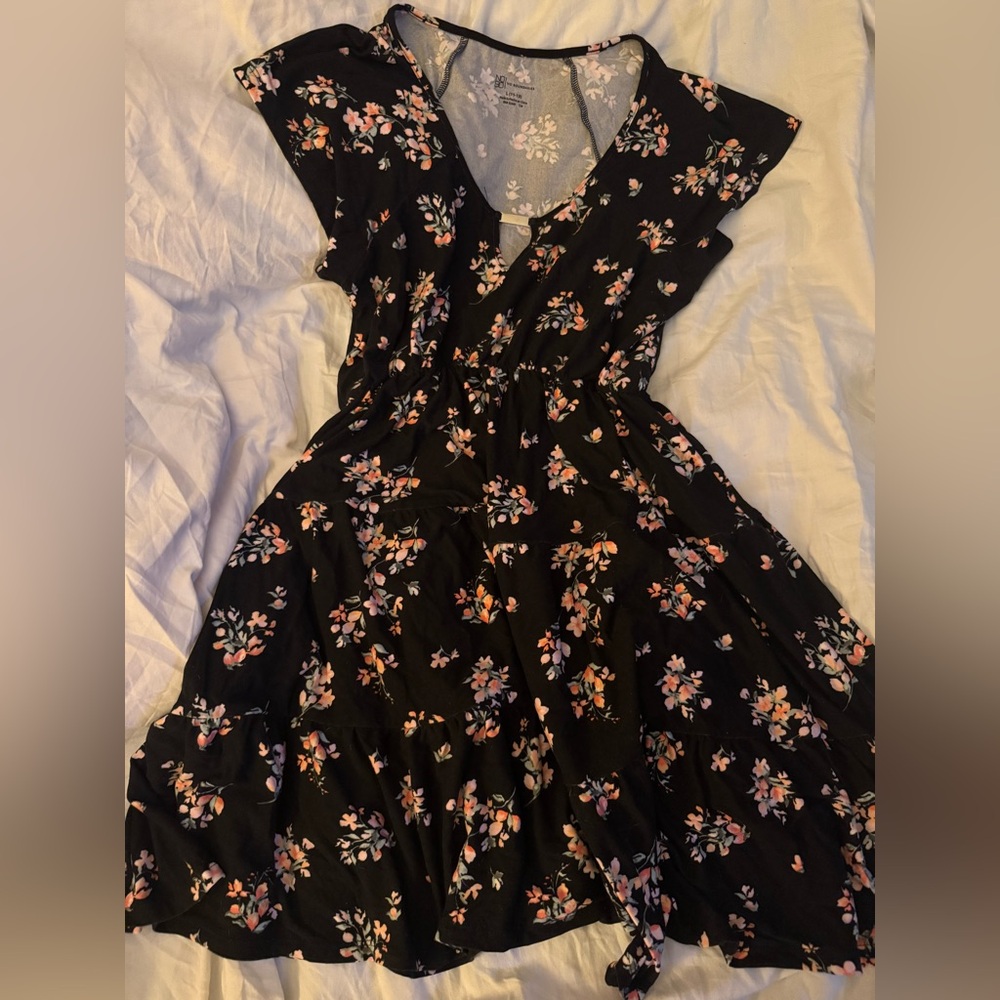 No Boundaries Black Floral Dress